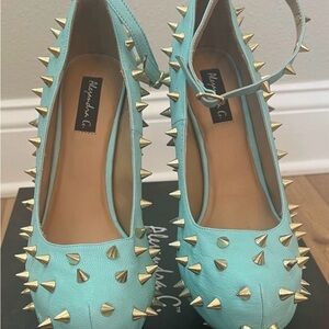 Teal Spike Heels